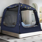 Bed Tent Bed Canopy Breathable 100% for Adult and Kids Light Reduction Sleeping Dream Tents Indoor Portable Big Space with String Light 4 Doors Twin Full Queen King Size