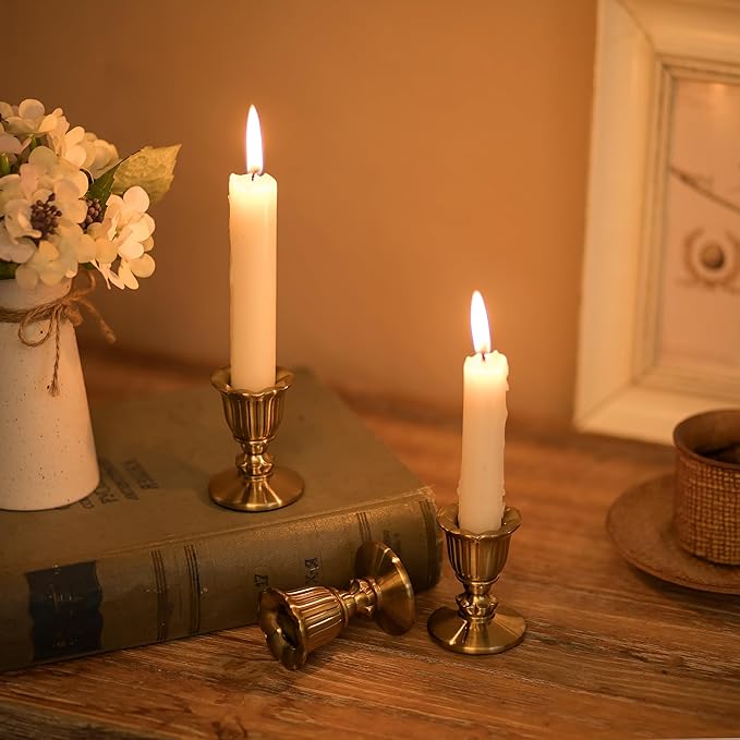 Sziqiqi Taper Candle Holders Vintage: Gold Candlestick Holder Bulk Victorian Decor Candle Holder Table Centerpieces for Wedding 12 Pcs
