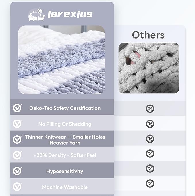 Chunky Knit Blanket - Luxury Soft Cozy 50 * 60 Throw Blanket,100% Woven Blanket Rope Knot Throw Blanket for Couch, Sofa, Home Decor, Gift - Machine Washable（White/Light Gray）