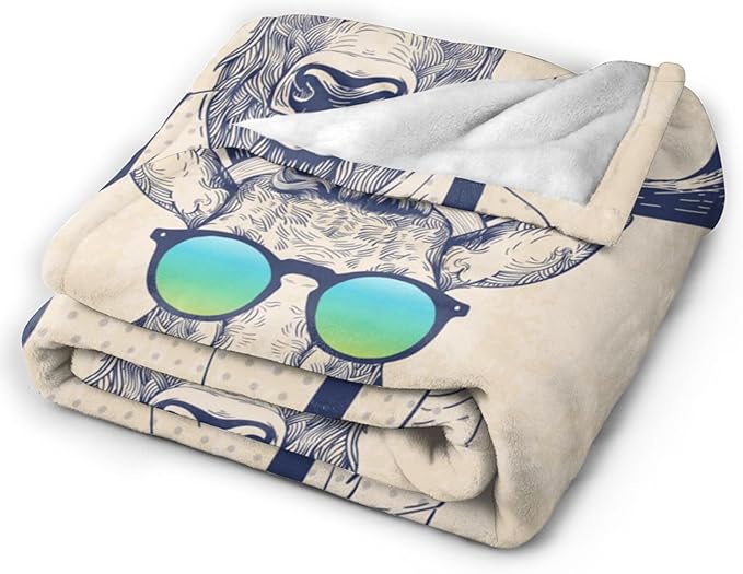 HGOD DESIGNS Deer Throw Blanket Deer Dressed up Like Cool Hipster Blanket Super Soft Flannel Throw Blanket Lightweight Plush Fuzzy Bed Blanket for Bedding Sofa and Travel 40"X50"