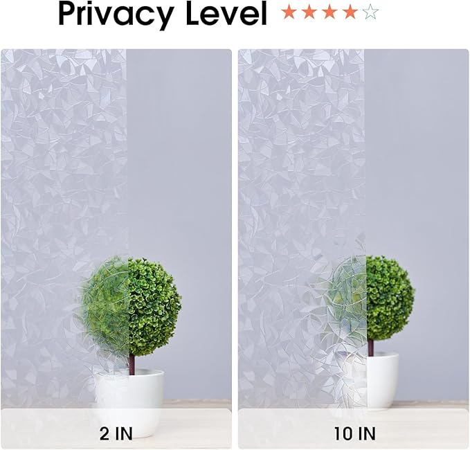 Beautyhero Window Privacy Film, Rainbow Reeded Glass Cling, 3D Decorative Coverings with UV Blocking, Static Cling for Bathroom Doors Cabinet