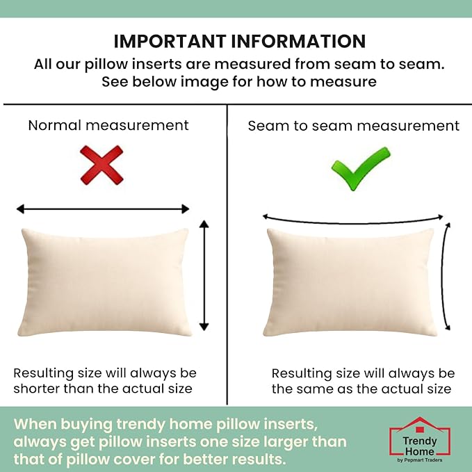 Trendy Home 12x20 100% Natural Cotton Throw Pillow Insert(Set of 2), Bed and Couch Pillows Stuffer Hypoallergenic, Decorative Home Outdoor Sofa Pillow Filler (Cotton, 2 Pack)