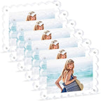 6Pack Acrylic Magnetic Photo Frame 5x7 Inch - Sleek Scalloped Design, 10+10mm Thick Crystal Clear Block, Freestanding Double-Sided Magnet |Trendy Home Gift (6 Pack, 5X7)