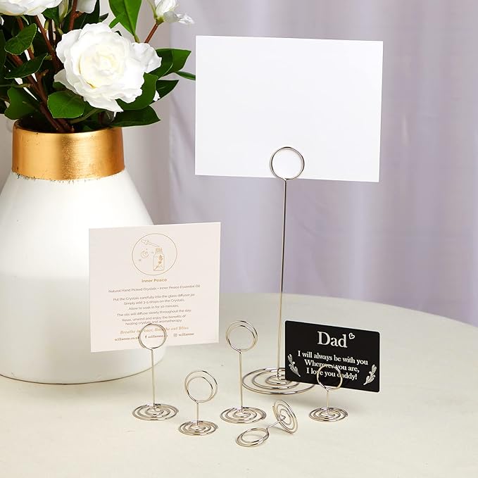 24 Pieces Table Number Holders 3 Size Place Card Holder Menu Table Sign Holder Tabletop Sign Memo Note Card Photo Stand Clips for Wedding Party