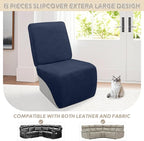Arfntevss Sectional Recliner Couch Covers Velvet Corner Sectional Sofa Cover for Reclining Couch Stretch Soft L Shape Recliner Slipcover Washable Additional Seat Protector (1 Seat Cover, Navy Blue)