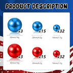 100PCS Red Blue Faux Pearls Beads for Centerpiece Vases, Vase Filler Faux Pearls, No Holes Filler Beads for Independence Day Party Anniversary Fourth of July Table Decor, 14/20/30mm