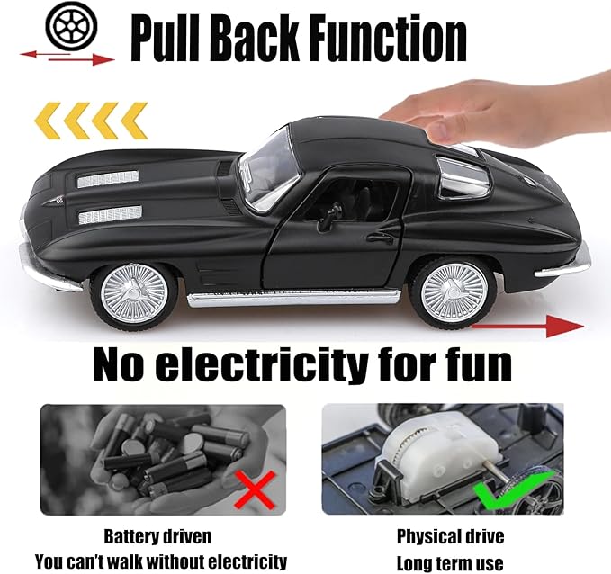 1/36 Scale 1963 Chevy Corvette Diecast Cars Models,Pull Back Vehicles Corvette Toy Cars,Cars Gifts for Boys Girls