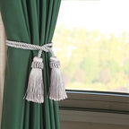 Fenghuangwu Curtain Tiebacks Handmade Decorative Curtain Holdbacks Rope with Tassel (Silver, 2P)