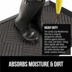 GORILLA GRIP 100% Waterproof All-Season WeatherMax Doormat 35x23, US Designed Natural Rubber, Stain and Fade Resistant, Low Profile Indoor Outdoor Door Mats, Easy Clean Patio Mat, Gray Diamond