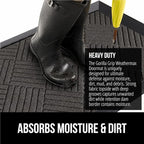 GORILLA GRIP 100% Waterproof All-Season WeatherMax Doormat US Designed Natural Rubber, Stain and Fade Resistant, Low Profile Indoor Outdoor Door Mats, Easy Clean Patio Mat, 17x29, Gray Diamond