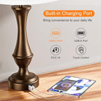 Upgraded Touch Lamps for Night Stands Set of 2 - Bedside Lamps with USB C+A, 3 Way Dimmable for Bedroom Living Room End Tables Office (White&Brown)