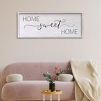 Home Sweet Home Sign Wall Decor 40"x15" Above Bed Living Room Large Wooden Framed Family Plaques Art (White)