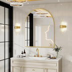 BEAUTYPEAK 32"x42" Arch Bathroom Mirror, Wall Mounted Vanity Metal Frame Mirror for Bedroom, Entryway, Living Room, Gold