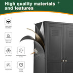 Letaya Black Storage Cabinet with Feets-Metal Home Kitchen Pantry Cabinets with Doors and Adjustable Shelves,Organization Locker for Cupboard/Bedroom/Dining/Living/Bathroom/Office/Garage Room (Black)