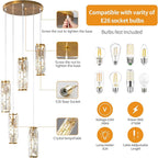 LMQNINE Pendant Light, Gold Modern Pendant Light Fixtures, Mini Crystal Chandeliers, Adjustable 5-Light Pendant Lighting for Kitchen Island Dinning Room Bedroom (Gold 5-Light)…