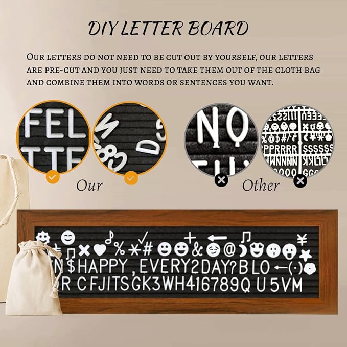 Picture Frames Collage Wall Decor Photo Collage Frame Hanging Photo Display, Felt Letter Board with 340 Letters and 30 Clips, Unique Rustic DIY Photo Frames for Family Best Friends
