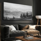 SOUGUAN Grey Pictures Wall Decor Forest Artwork Mountain Canvas Painting Landscape Wall Art Prints for Living Room Bedroom Home Hanging Decor 24x48 Inch