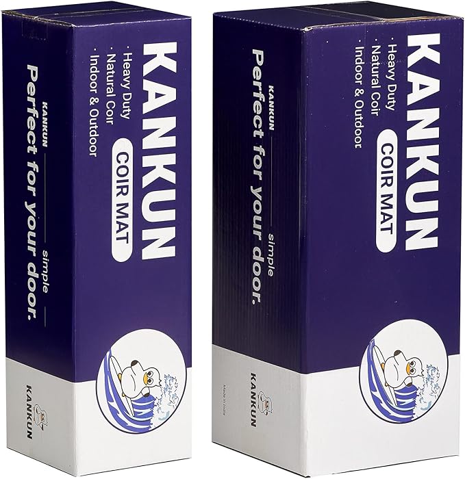 KANKUN Coco Coir Door Mat with Heavy Duty Backing, Welcome Doormat (17" x 30"), Doormat Entrance Anti Shedding (Plain - 2Pack)