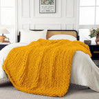 Ultra Soft Chunky Knit Blanket Throw -50x70 Hand Knitted Warm Chenille Throw Blanket, Home Decor Soft Thick Yarn Cable Knit Blanket Breathable Fleece Banket Christmas for Couch Bed Sofa Best GIF