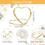 16Pcs Gold Place Card Holders,Picture Holders for Tables Heart-Shaped Table Number Holder Mini Photo Holder for Centerpiece Party Wedding