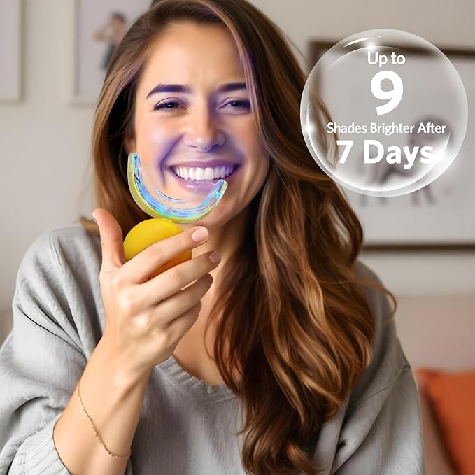 BESTEK Teeth Whitening Kit – 32X LED Light, 10-Min Fast Whitening, 4 Tubes of 35% Carbamide Peroxide Gel, Removes Coffee, Wine & Tobacco Stains - Yellow