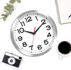 Wall Clock Silent Non-Ticking Modern Clock Battery Operated 10 Inch Small Classic Analog Decorative for Kitchen, Bathroom, Office, Bedroom, Home(Silver)