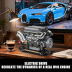 W16 Engine Building Blocks Set for Adults, STEM Mini 16-Cylinder Engine Model Kit That Runs, Compatible with Lego Car, DIY Physical Science Experiment Toy for Teens Kids Boys (801 PCS)