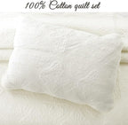 Cozy Line Home Fashions 100% Cotton Medallion Off White Matelasse Embossed Bedding Quilt Set, Reversible Lightweight Bedspread, Coverlet for All Season (Blantyre - Ivory, Queen - 3 Piece)