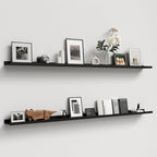 70.9 Inches Long Floating Shelves, 2 Set Modern Wall Shelf for Bedroom, Nursery Book Shelf with Lip, Picture Ledge Shelf for Wall Decor Living Room Bathroom Kitchen - Black