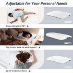 inight Stomach Sleeper Pillows, Thin Memory Foam Pillow, Flat Cooling Gel Pillow for Sleeping Travel with Adjustable Layer-2.75/1.97 inches, Washable Cover, Standard Size with Oeko-TEX & CertiPUR-US