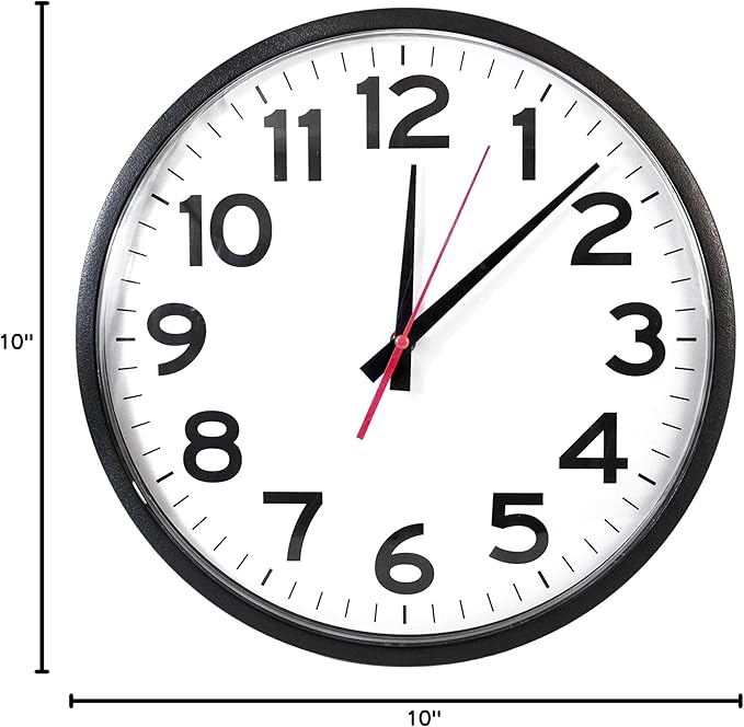 Ultimate Wall Clock | 10 Inch | Round | Quartz | Black | Kitchen | Office | Bedroom | Study | Classic | Indoor | Outdoor | Unbranded | Battery Operated | Modern Décor | Non-Atomic