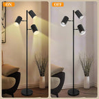 Tree Floor Lamp with 3 Light 9W E26 LED Bulbs,Black Standing Tall Pole Lamp with 3 Adjustable Rotating Lights,Modern Floor Lamp for Living Room Bedroom Office,Reading Room