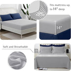 JOLLYVOGUE Twin Comforter Set, Ultra-Soft Bed in a Bag Twin Size 5 Pieces, Oeko-TEX Certified Bedding Set with Down Alternative Comforter, Sheets, Pillowcases & Shams, Navy Blue & Light Grey