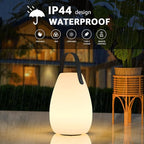uuffoo 2 Pack Portable Outdoor Table Lamp - Dimmable Rechargeable Night Lights w/ Remote and 7 RGB Colors, IP44 Water-Resistant Hanging Lantern for Patio, Tent, Bedroom, Garden, Emergency