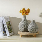 Stone Vases，Ceramic Bud Vase Set of 2,Minimalist Vases for Pampas Grass,Modern Vase for Wabi Sabi Home Decor, Shelf Decoration，Fireplace Decor,Coffee Table Decor