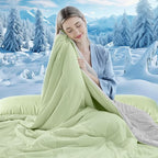 Cooling Comforter Queen Size, Double-Sided Cooling Blanket for Hot Sleepers & Night Sweats, Arc-Chill Q-Max > 0.4 Breathable Ice Blanket, Lightweight Cold Comforter (80''x90'', Light Green)