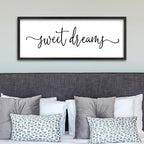 Sweet Dreams Above Bed Wall Decor Sign 40"x15" for Master Bedroom Over Bed Guest Room Wood Framed Wall Art (Black)