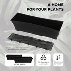 Elly Décor Set of 2 18x8 Rectangular Modern, Resistant and Self Watering Planter with Rattan-Like Finish, 18", Gray