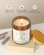 AOOVOO Lavender Amber Candles - 9 oz Scented Candles, Aromatherapy Candle, Soy Candle for Home Scented
