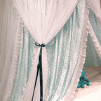 Kertnic Luxurious Bed Canopy for Girls & Adults, Large Elegant Double Layer Bed Curtain Canopy Drapes, Round Dome Lace Princess Canopies Netting (Fresh)