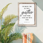 Christian Decor Art, Scripture Matthew 18:20 Sign, Home Church Decor, Framed Wall Plaque Sign 15 * 11.5 inches, Housewarming Gift, For Where Two or Three Gather in My Name