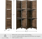 Partition Room Dividers, 67 * 51inch Folding Wood Privacy Screen with Three Display Shelves Suitable for Home Office, Study, Art Display - 4 Panel (Brown)
