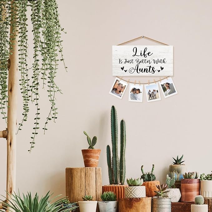 Best Aunt Gifts Picture Frame Photo Holder for Wall, Auntie Gift Idea for Aunts from Niece or Nephew, Aunties Gifts Thank You Gift for Aunt, Gifts for Her Women Aunt Gifts Hanging Photo Display