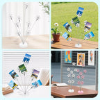 8 Branch Photo Tree Clip, Photo Frame Stand with Clips for Note Paper Wedding Photo Display Office Decoration (White)