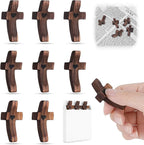Yaoerlingiiu 8PCs Wooden Fidget Cross My Heart -StressRelief Prayer Cross Christian Encouragement Gift ChristmasGift for Adults/ Handheld Fidget Faith & AnxietySmall Wooden Croses for pocket prayers Prayer rosfor Hand Wall Crosses( Walnut Wood )