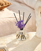 M&SENSE Reed Diffuser Set with 7 Sticks | 7.0oz Fresh Green & Eucalyptus Scent, Home Fragrance Diffuser for Bedroom Bathroom Décor, Scented Diffuser with Baby's Breath Flower Gifts for Women