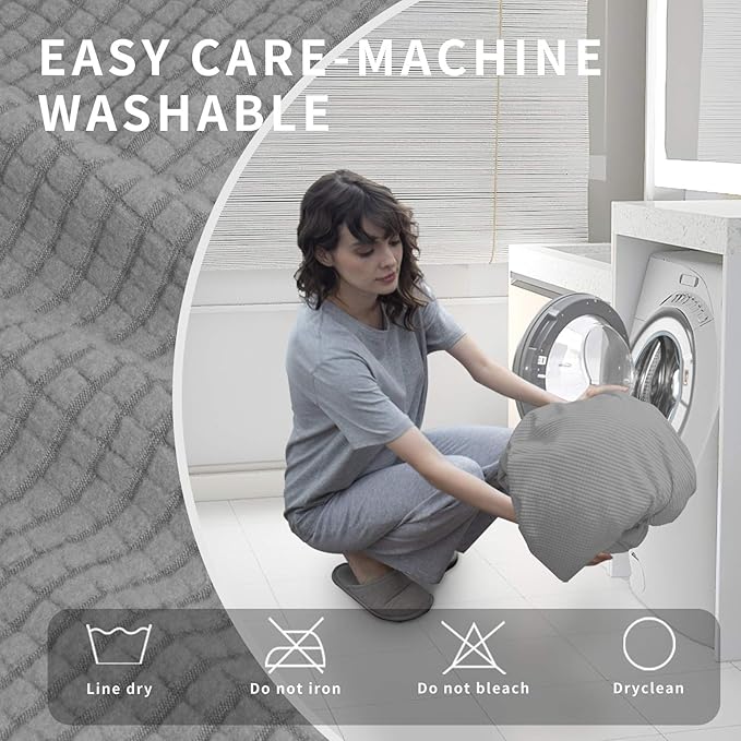 Easy-Going 4 Pieces Oversized Recliner Stretch Sofa Slipcover Sofa Cover Furniture Protector Couch Soft with Elastic Bottom,Polyester Spandex Jacquard Fabric Small Checks Light Gray