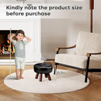 13in Small Foot Stool Ottoman, Round Faux Leather Foot Rest, Footstool Ottomans with Rubber Legs Under Desk, Footrest for Couch, Living Room, Bedroom, Office, 13''L x 13''W x 10.2''H, Black