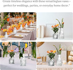 Glass Bud Vases Set of 64 - Assorted Small Mini Glass Vases for Flowers, Crystal Vintage Vase Set, Bulk Centerpieces for Table Décor, Wedding, Home and Events (Clear, 64 Pcs)