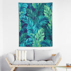 ICMOLYYENLO Tropical Green Plant Tapestry, Green Palm Leaves Natural Landscape Print Wall Tapestry for Bedroom Living Room Dormitory 60x80 Inch